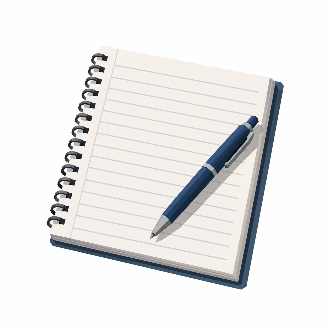 Ein Notizblock mit Stift, aufgeschlagen.